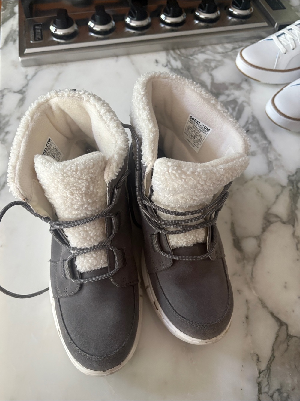 Sorel Kids Gray Sherpa-Trim Winter Boots
